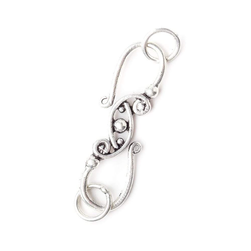 31x8mm Antiqued Sterling Silver Elongated S Hook with Paisley 1 Finding (ONLINE ORDER ONLY)