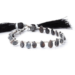 5x4-8x5mm Black Drusy Agate Pear Beads 7.5 inch 23 pieces