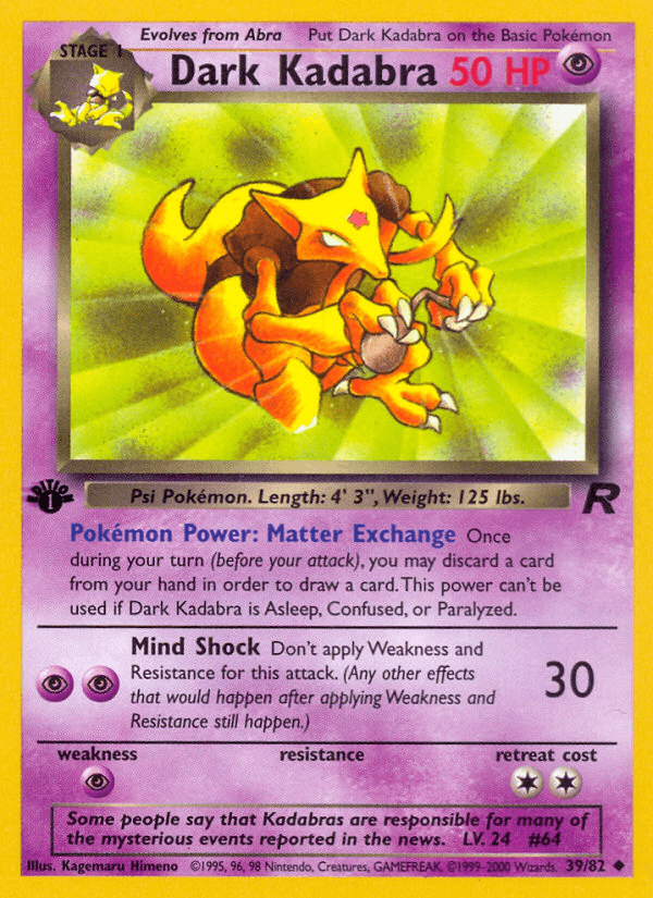 Dark Kadabra (39/82) [Team Rocket 1st Edition] (Online Only)