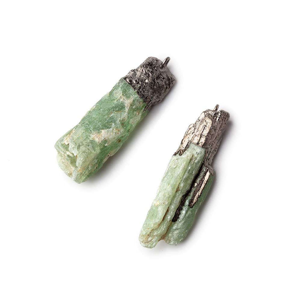 Green Kyanite Black Gold Leafed Natural Crystal Focal Pendant Set of 2 (ONLINE ORDER ONLY)