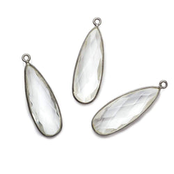 32x12mm Black Gold Bezeled Crystal Quartz Pear Pendant 1 piece