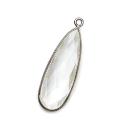 32x12mm Black Gold Bezeled Crystal Quartz Pear Pendant 1 piece