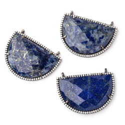 32x23mm Black Gold CZ Bezel Lapis Lazuli Half Moon Connector 1 Focal Bead (ONLINE ORDER ONLY)