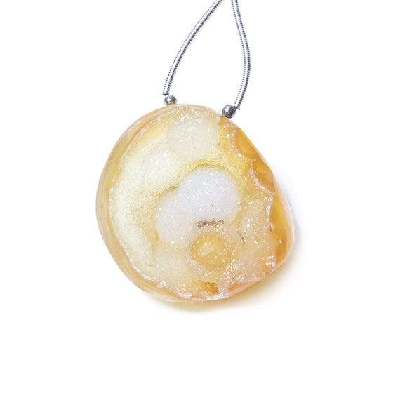 32x30mm Pale Golden Agate Tubular Drusy Freeform Focal Bead 1 piece (ONLINE ORDER ONLY)