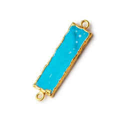 32x8mm Gold Leafed Turquoise Howlite Plain Bar Connector 1 piece (ONLINE ORDER ONLY)