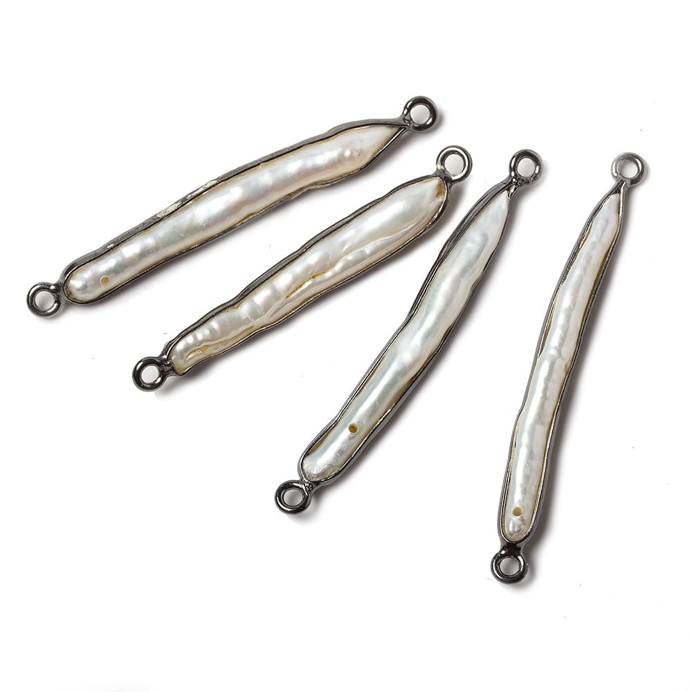 33-36x5mm Black Gold Bezeled Biwa Pearl Connector 1 piece (ONLINE ORDER ONLY)