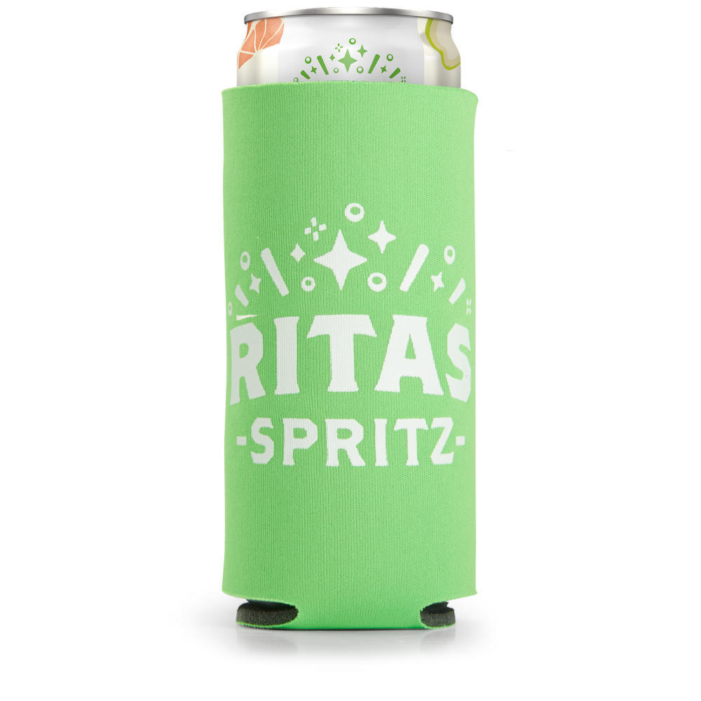 Green RITAS SLIM CAN COOLIE 12oz Cooler  Fits Aluminum Can Coozie (Online Only)