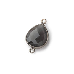 16x14mm Black Gold .925 Bezel Platinum Grey Moonstone faceted pear Connector 1 piece (ONLINE ORDER ONLY)