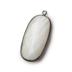 34x16mm Black Gold .925 Bezeled White Moonstone faceted Oval Pendant 1 piece