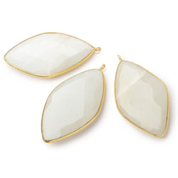 44x25mm Vermeil Bezel Beige Moonstone faceted kite Pendant 1 piece