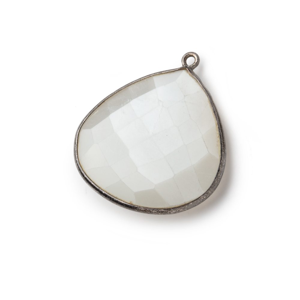 26x26mm Black Gold .925 White Moonstone faceted heart Pendant 1 piece (ONLINE ORDER ONLY)