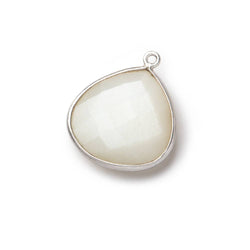 22mm Silver .925 Bezel White Moonstone Heart Pendant 1 piece