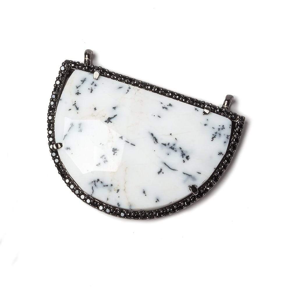 33x20mm Dendritic Opal CZ Bezel Half Moon East West Connector 1 focal bead (ONLINE ORDER ONLY)