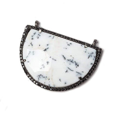 33x20mm Dendritic Opal CZ Bezel Half Moon East West Connector 1 focal bead (ONLINE ORDER ONLY)