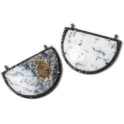 33x20mm Dendritic Opal CZ Bezel Half Moon East West Connector 1 focal bead (ONLINE ORDER ONLY)