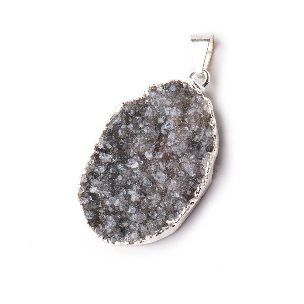 33x24mm Silver Leafed Smoky Grey Agate Drusy Freeshape 1 piece (ONLINE ORDER ONLY)