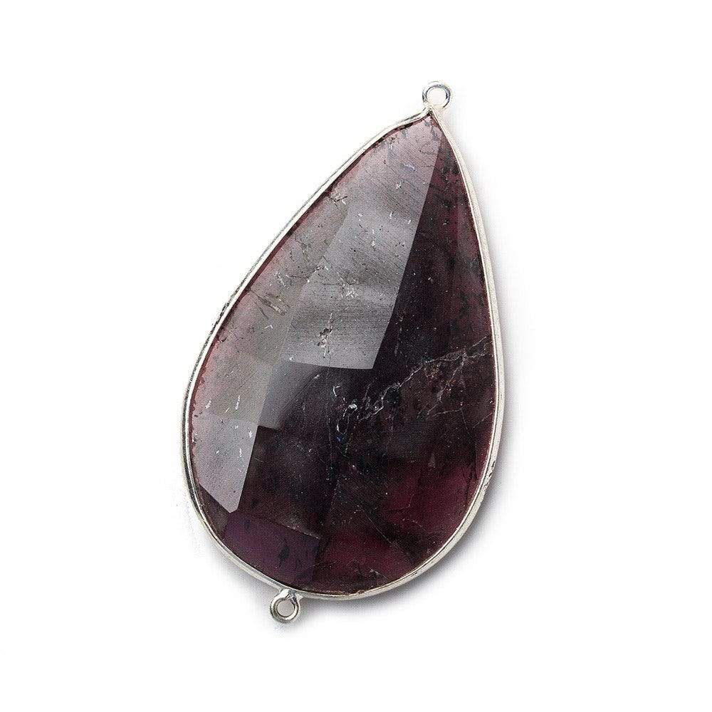 33x25mm Rhodolite Garnet Oval Sterling Silver Bezel Connector 1 piece (ONLINE ORDER ONLY)