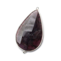 33x25mm Rhodolite Garnet Oval Sterling Silver Bezel Connector 1 piece (ONLINE ORDER ONLY)