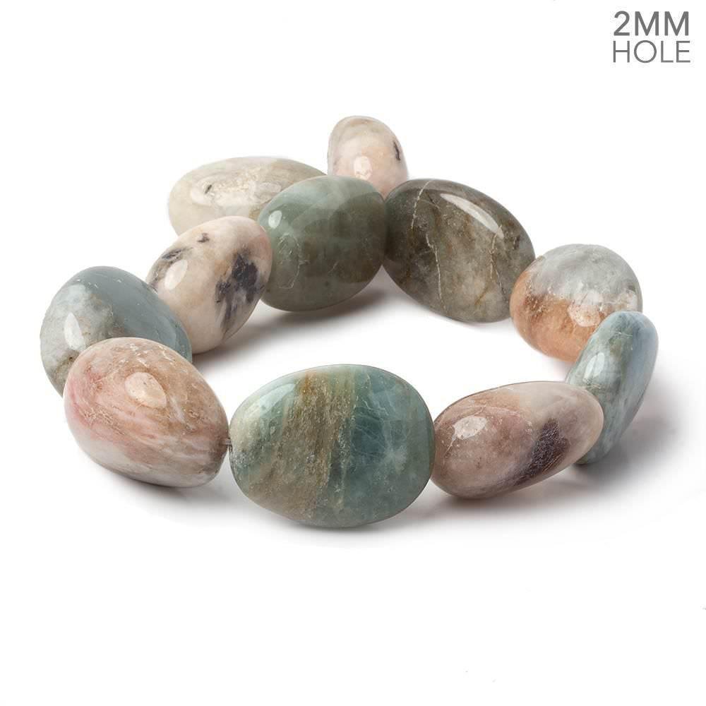 Multi Beryl straight drilled plain nuggets 16 inch 11 large hole beads (ONLINE ORDER ONLY)