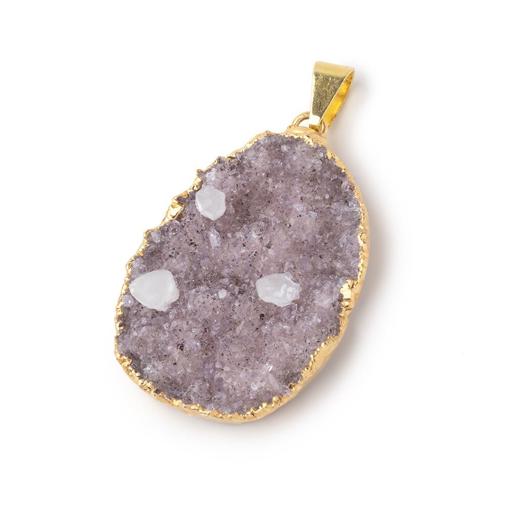 33x26mm Gold Leafed Amethyst Drusy Pendant 1 focal piece (ONLINE ORDER ONLY)