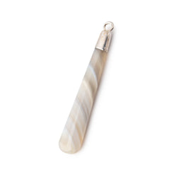 Silver Leafed Champagne Banded Agate pear Pendant 1 focal bead 38x6mm (ONLINE ORDER ONLY)