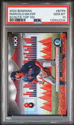 Graded 2024 Topps Bowman Marcelo Mayer #BTP8 Scouts Top 100 Rookie RC Baseball Card PSA 10 Gem Mint