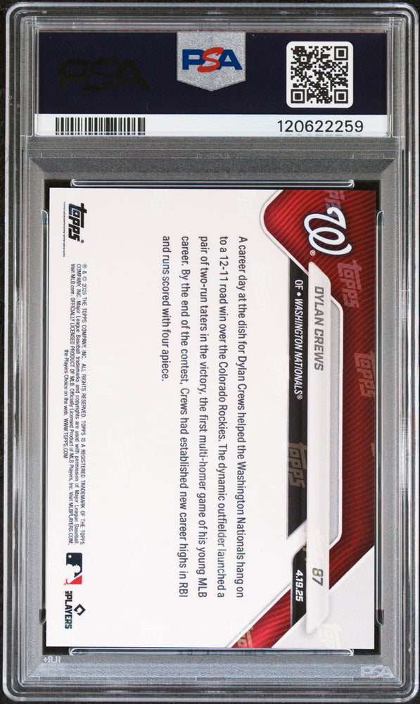 Graded 2025 Topps Now Dylan Crews #87 Rookie RC Baseball Card PSA 9 Mint (ONLINE ORDER ONLY)