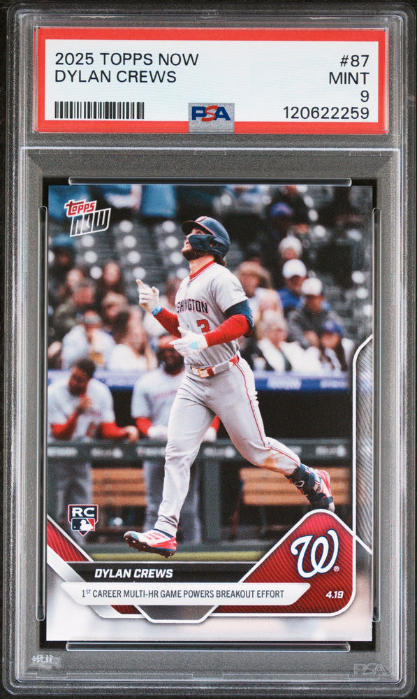 Graded 2025 Topps Now Dylan Crews #87 Rookie RC Baseball Card PSA 9 Mint (ONLINE ORDER ONLY)