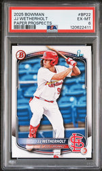 Graded 2025 Topps Bowman JJ Wetherholt #BP22 Paper Prospects Rookie RC Baseball Card PSA 6 Excellent (ONLINE ORDER ONLY)