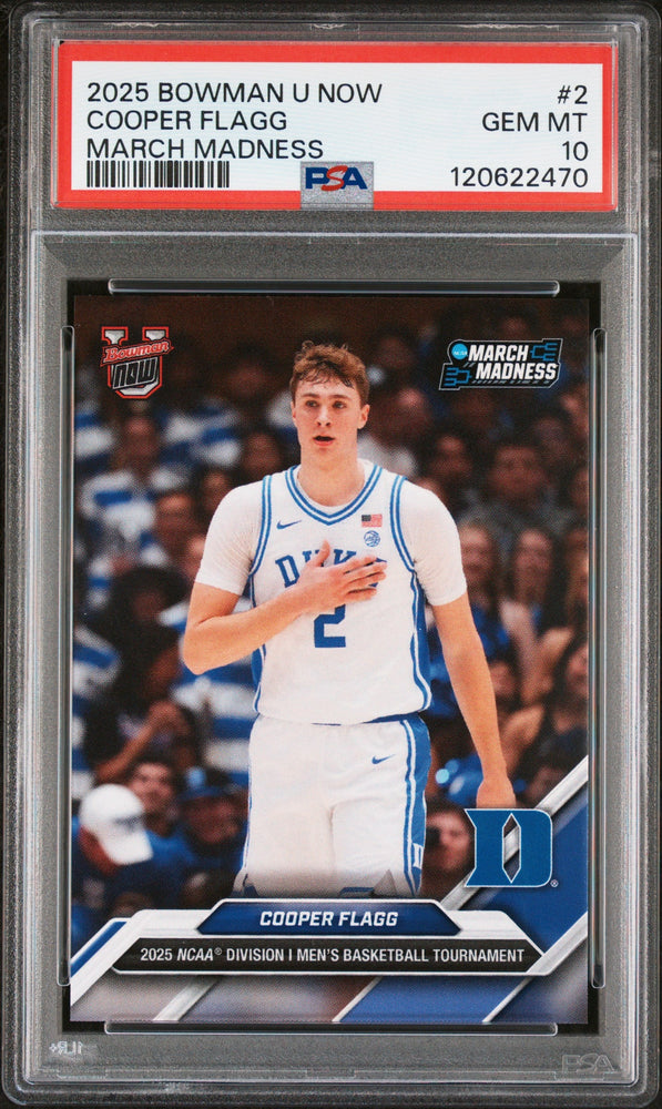 Graded 2025 Topps Bowman U Now Cooper Flagg #2 March Madness Rookie RC Basketball Card PSA 10 Gem Mint