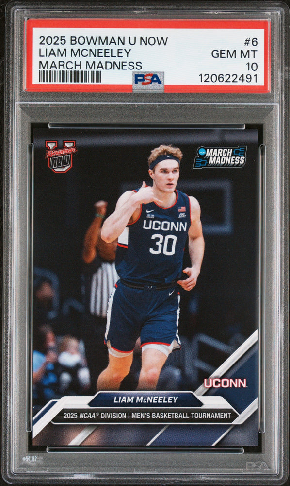 Graded 2025 Topps  Bowman U Now Liam McNeeley #6 March Madness Rookie RC Basketball Card PSA 10 Gem Mint