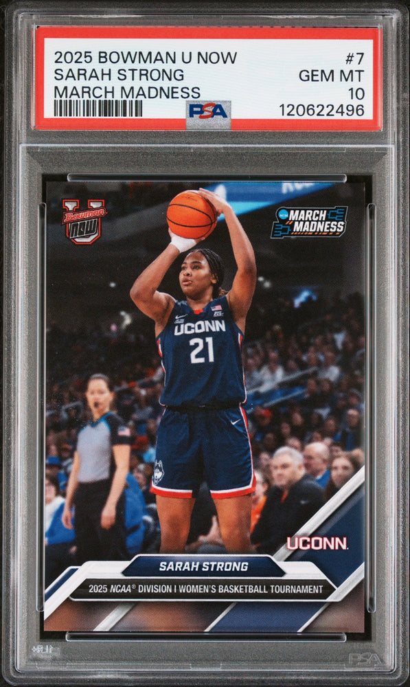 Graded 2025 Topps Bowman U Now March Madness Sarah Strong #7 Rookie RC Basketball Card PSA 10 Gem Mint (ONLINE ORDER ONLY)