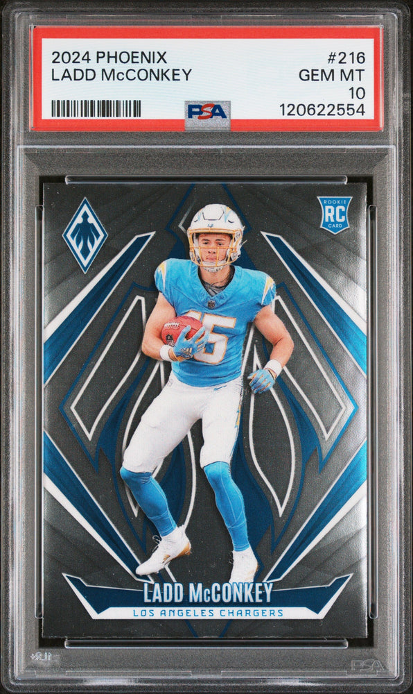 Graded 2024 Panini Phoenix Ladd Mcconkey #216 Rookie RC Football Card PSA 10 Gem Mint (ONLINE ORDER ONLY)