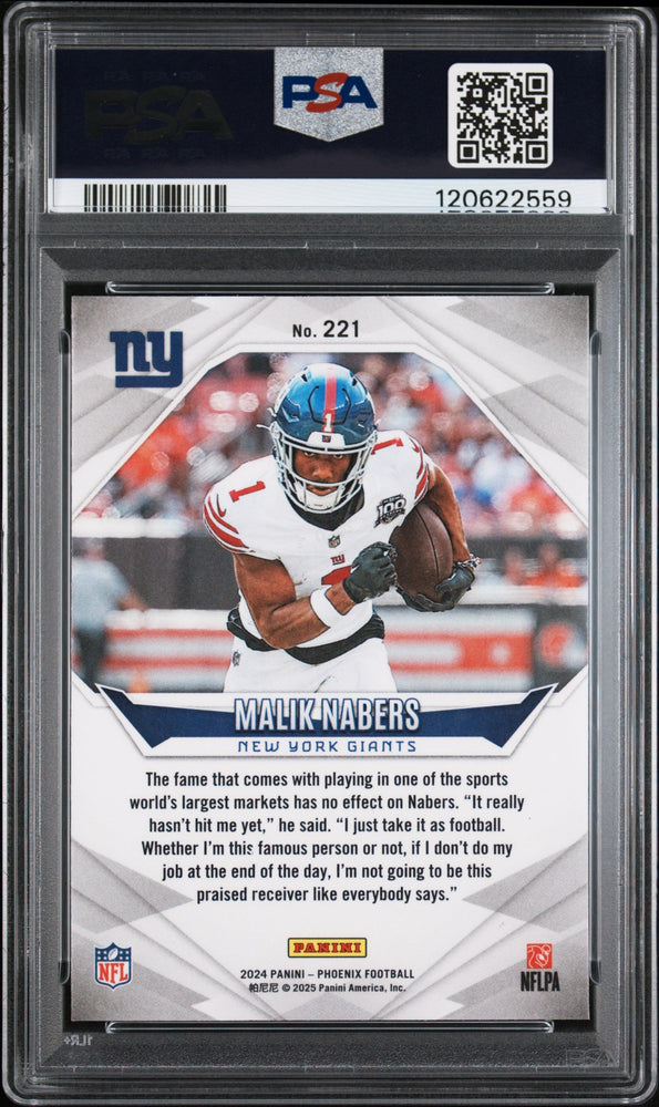 Graded 2024 Panini Phoenix Malik Nabers #221 Rookie RC Football Card PSA 6 Excellent (ONLINE ORDER ONLY)