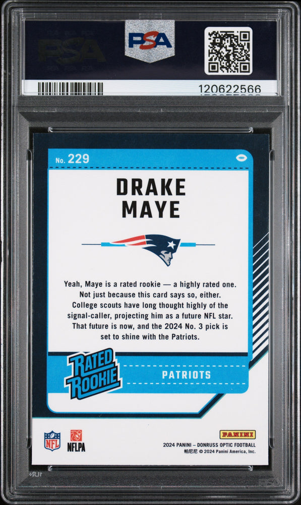 Graded 2024 Panini Donruss Optic Drake Maye #229 Rookie RC Football Card PSA 10 Gem Mint