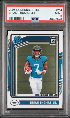 Graded 2024 Panini Donruss Optic Brian Thomas Jr. #214 Rookie RC Football Card PSA 9 Mint (ONLINE ORDER ONLY)