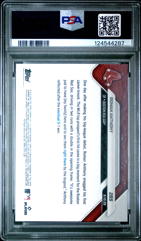 Graded 2025 Topps Now Roman Anthony #285 Red Foil /5 Rookie RC Baseball Card PSA 9 Mint (ONLINE ORDER ONLY)