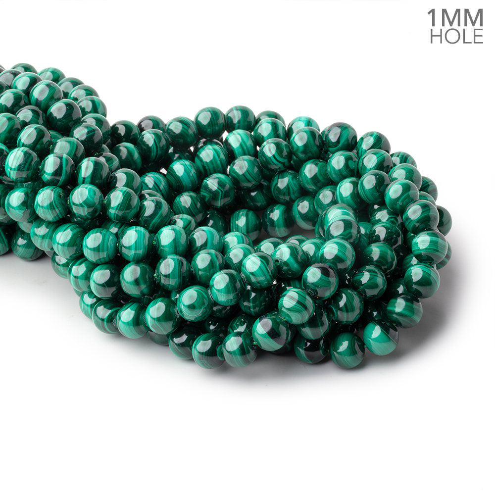 8mm Malachite Plain Round Beads 15.5 inch 48 pieces 1mm hole