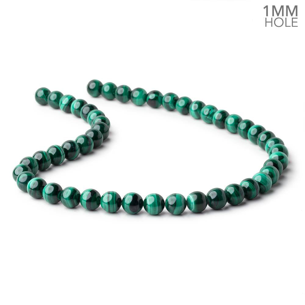 8mm Malachite Plain Round Beads 15.5 inch 48 pieces 1mm hole