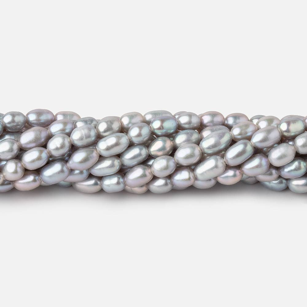 5x3mm Silver straight drilled Oval freshwater pearls 15 inch 75 pieces A (ONLINE ORDER ONLY)