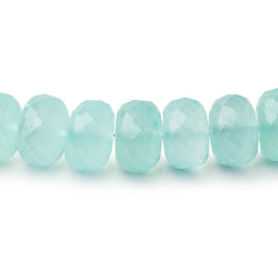 7.5-10mm Seafoam Blue Chalcedony Faceted Rondelle 16 inch 60 Beads