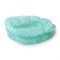 7.5-10mm Seafoam Blue Chalcedony Faceted Rondelle 16 inch 60 Beads
