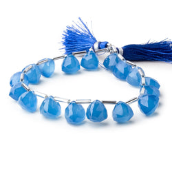 9mm Santorini Blue Chalcedony top drilled faceted trillions 8 inch 17 beads (ONLINE ORDER ONLY)
