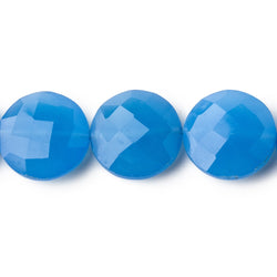 14mm Santorini Blue Chalcedony faceted coins 8 inch 13 beads (ONLINE ORDER ONLY)