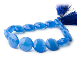 14mm Santorini Blue Chalcedony faceted coins 8 inch 13 beads (ONLINE ORDER ONLY)