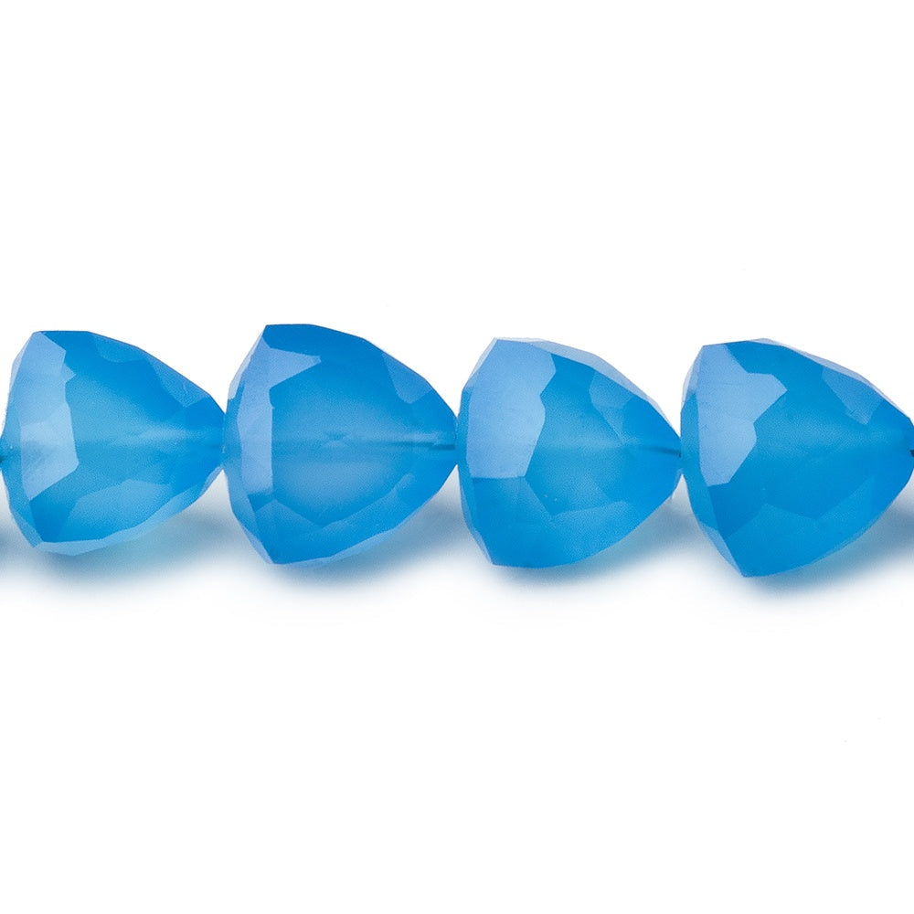 8mm Santorini Blue Chalcedony straight drilled faceted trillions 8 inch 26 beads (ONLINE ORDER ONLY)