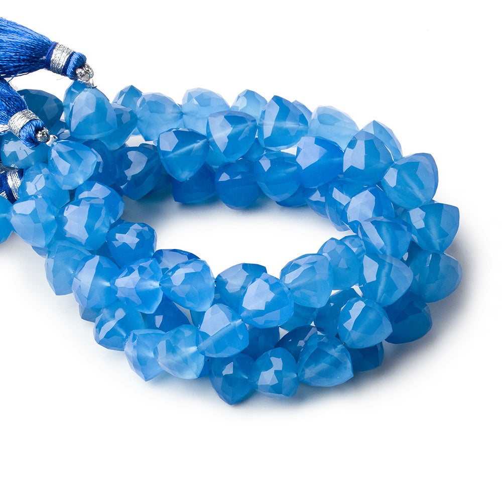 8mm Santorini Blue Chalcedony straight drilled faceted trillions 8 inch 26 beads (ONLINE ORDER ONLY)