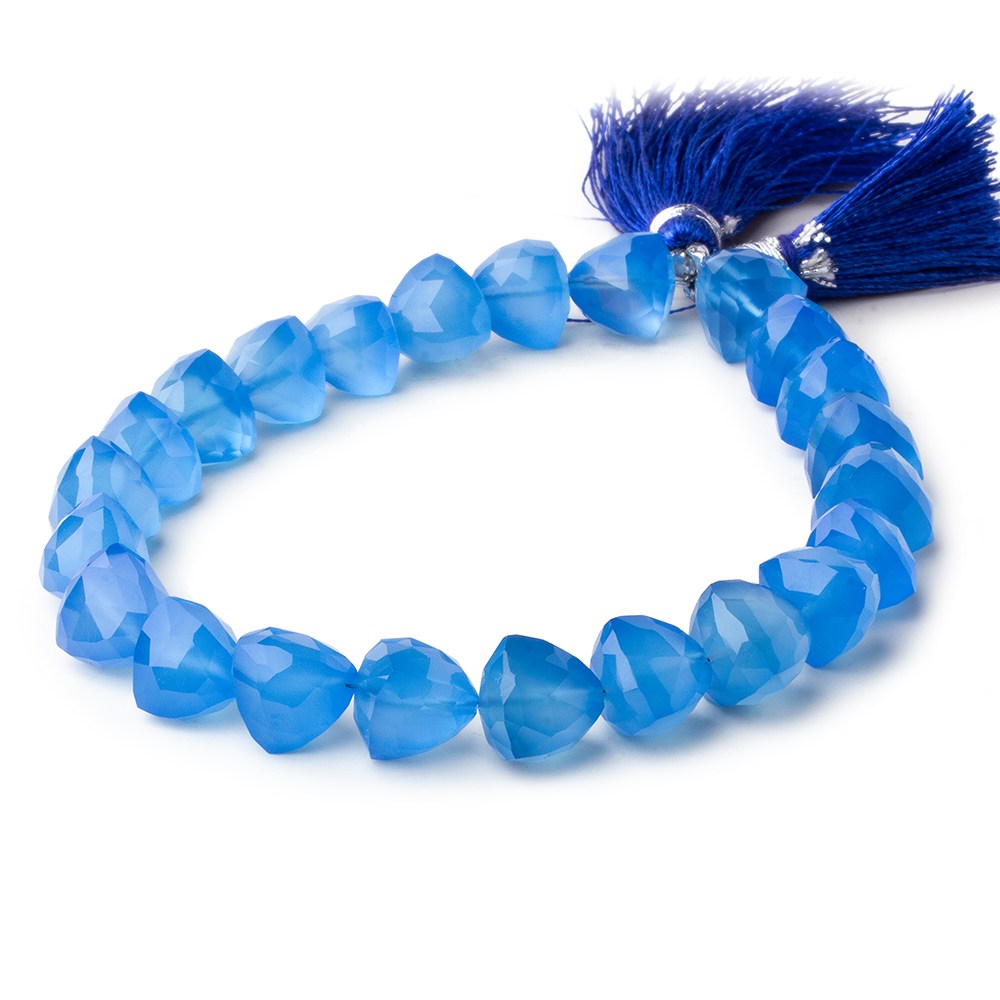 8mm Santorini Blue Chalcedony straight drilled faceted trillions 8 inch 26 beads (ONLINE ORDER ONLY)