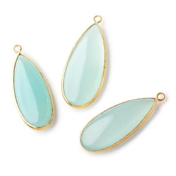34x14mm Vermeil Bezel Seafoam Chalcedony Plain Pear Pendant 1 piece (ONLINE ORDER ONLY)