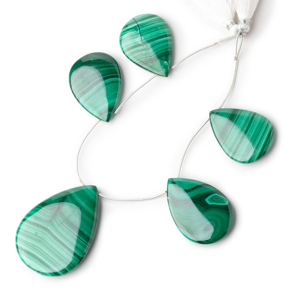 34x25-49x36mm Malachite Plain Pear Briolettes 6 inch 5 Beads (ONLINE ORDER ONLY)